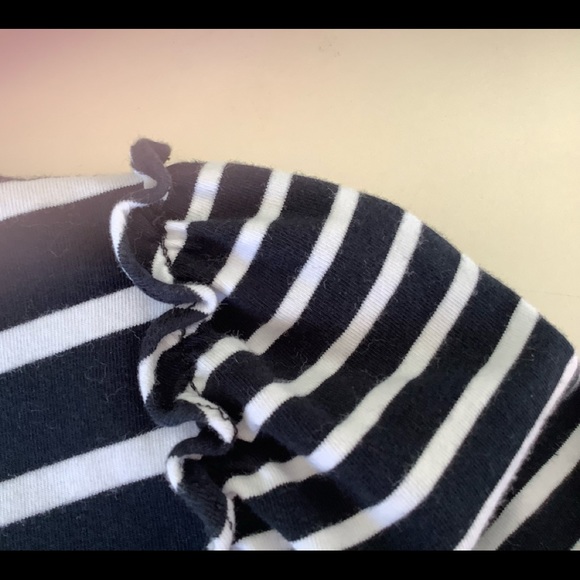 Talbots Petites - Striped Ruffle Short Sleeve - Size Large - Picture 2 of 6